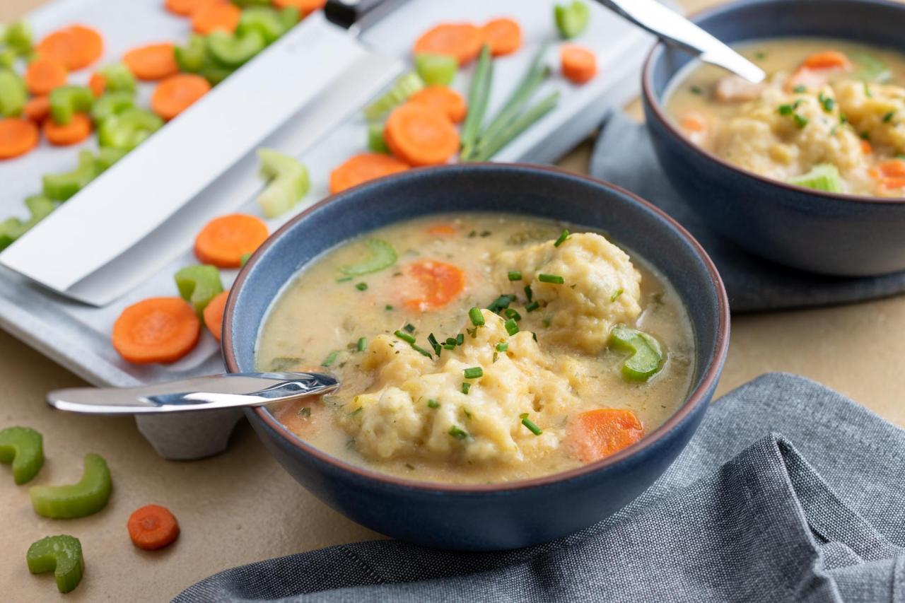 Comforting Chicken Soup with Chive Dumplings