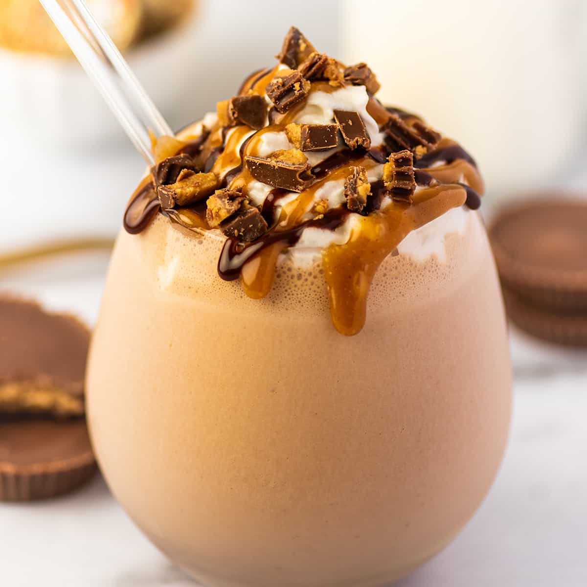 Chocolate Peanut Butter Milkshake - Baking Mischief