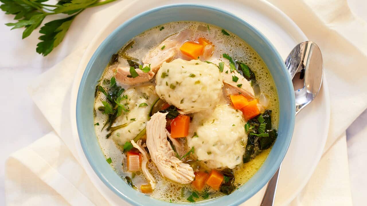 Herby chicken and dumpling soup | SBS Food